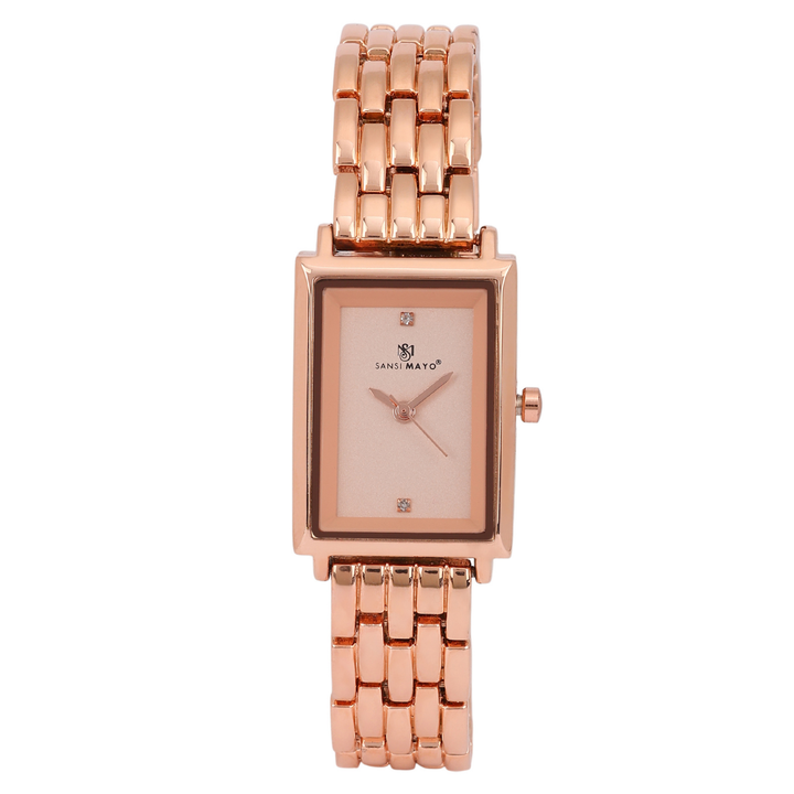 Sansimayo Women’s Rose Gold Watch with Bracelet – Crystal Stone Edition