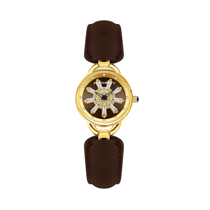 Aurora Brown Dynamic Rotating Dial Watch for Women