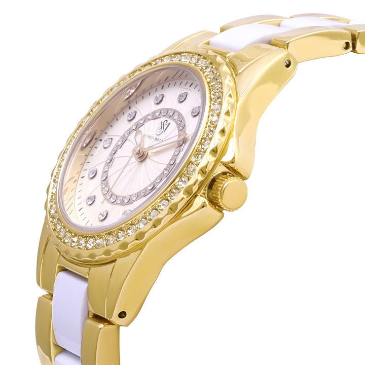 Round Two Tone Gold Elegance Wrist Watch