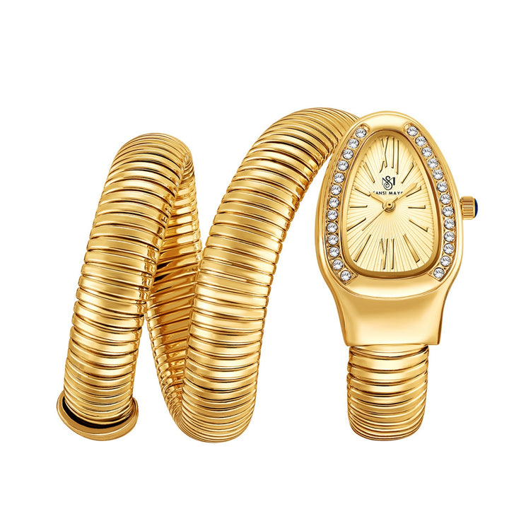 Snake 2.0 Gold Coil Bracelet Watch | Sansi Mayo