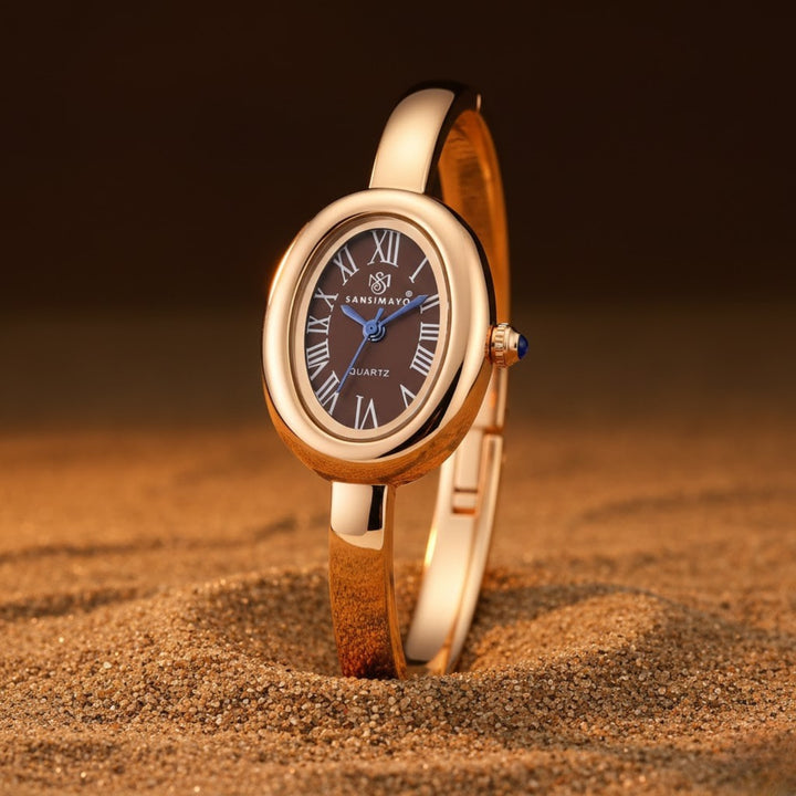 Sansi Mayo Minari Watch — Gold Stainless Steel (Brown Dial)