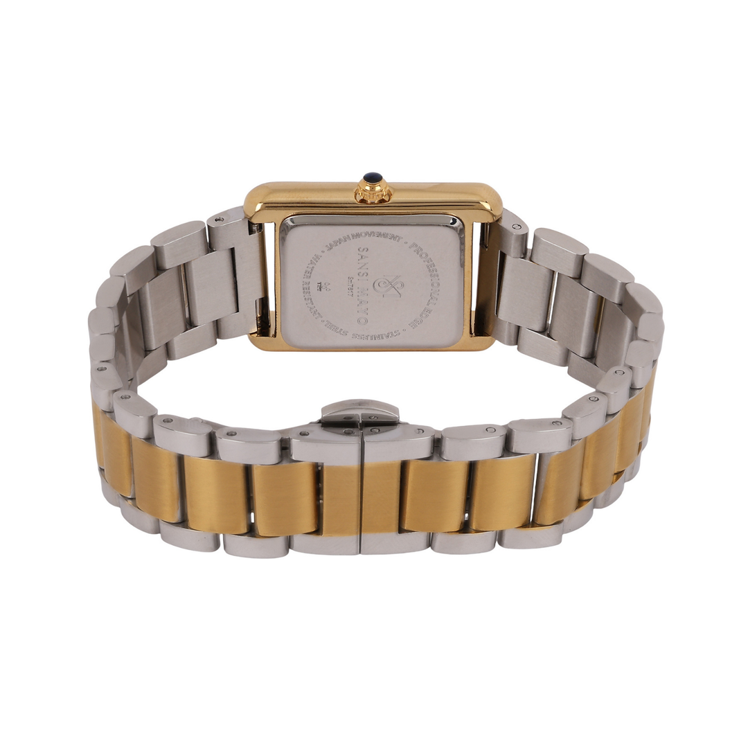 Sansimayo Women’s Dark Pink Dial Watch with Bracelet – Two Tone Gold Edition