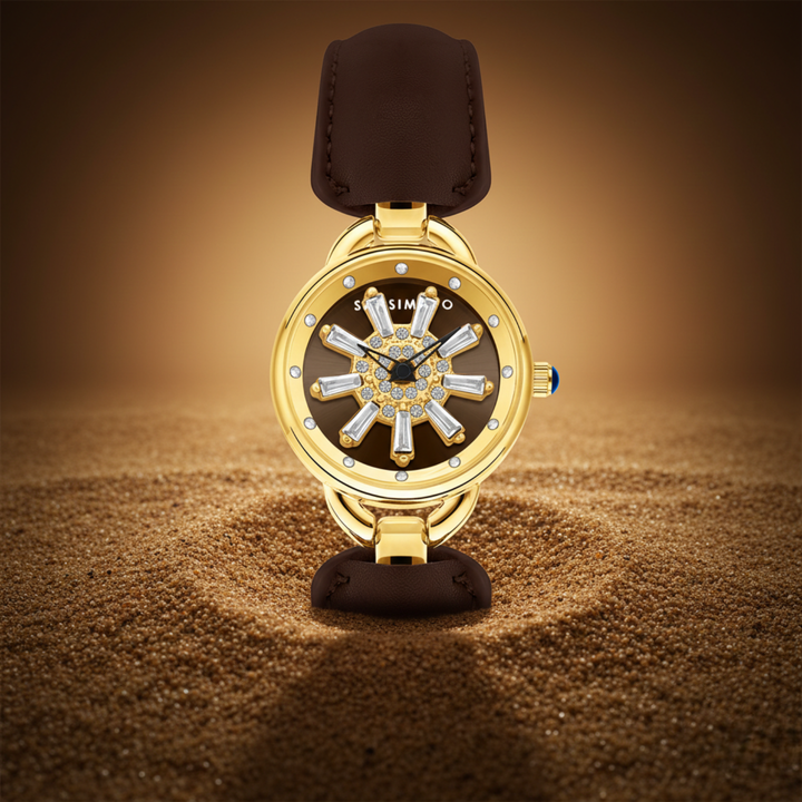 Aurora Brown Dynamic Rotating Dial Watch for Women