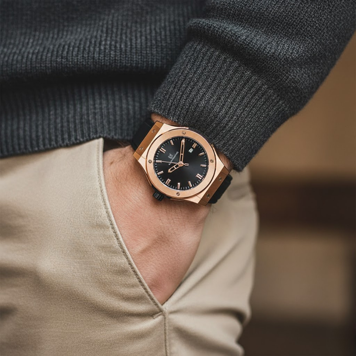 Midnight Black Leather Analog