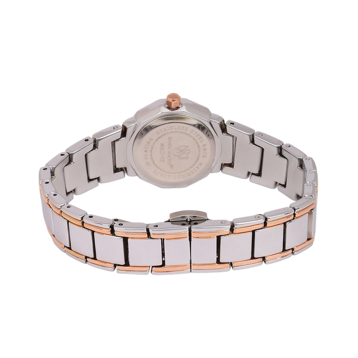 Sansimayo Women’s Blue Dial Watch with Bracelet – Two Tone Silver Rose Gold Edition