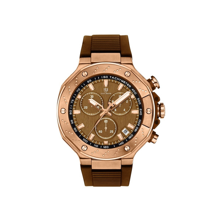 Romano Brown Dial Watch — Rose Gold Case & Brown Strap for Men