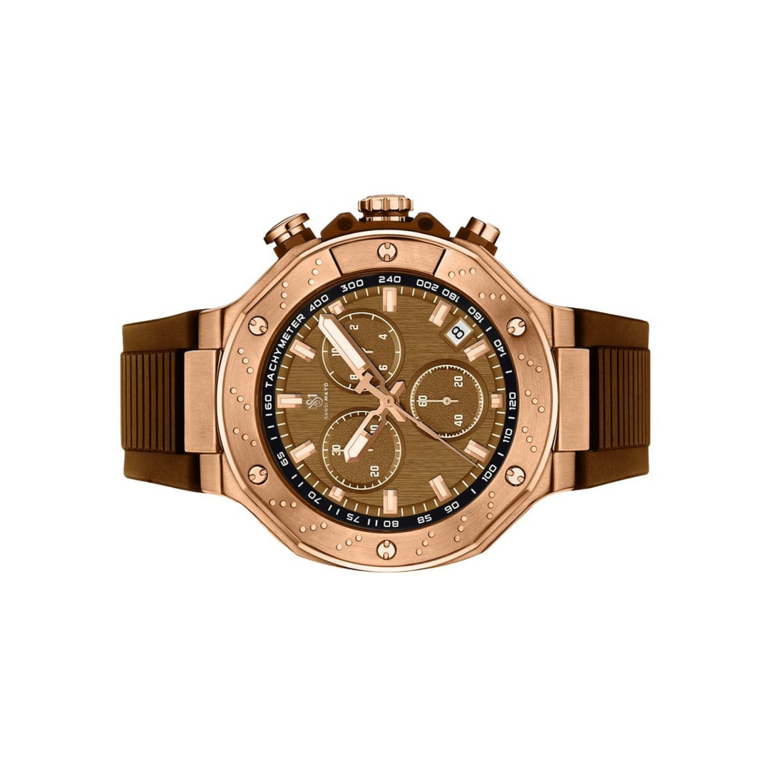 Romano Brown Dial Watch — Rose Gold Case & Brown Strap for Men