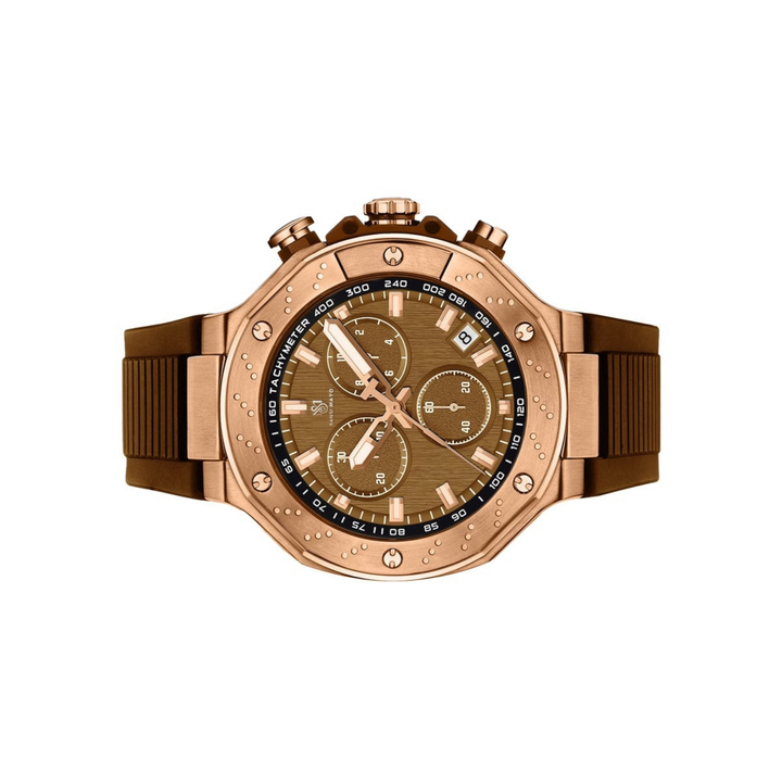 Romano Brown Dial Watch — Rose Gold Case & Brown Strap for Men
