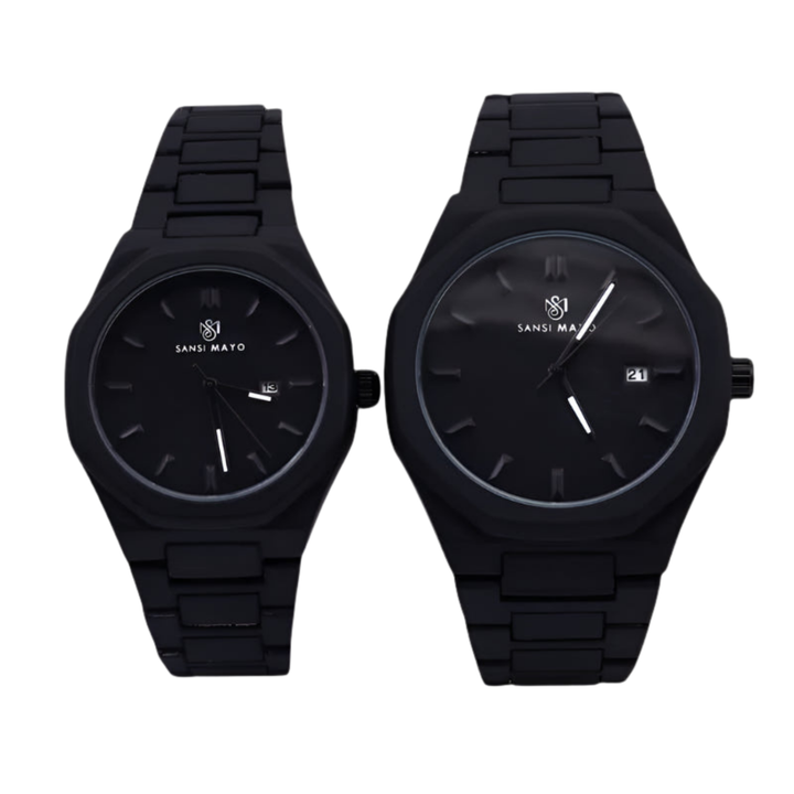 Couple Black Titan Wrist Watch Set