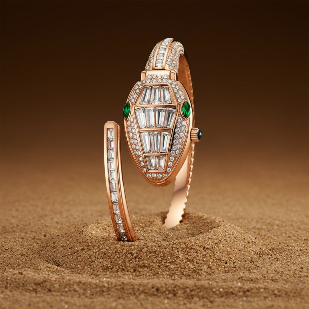 Python Rose Gold And White Bracelet Watch – White Dial | Sansi Mayo