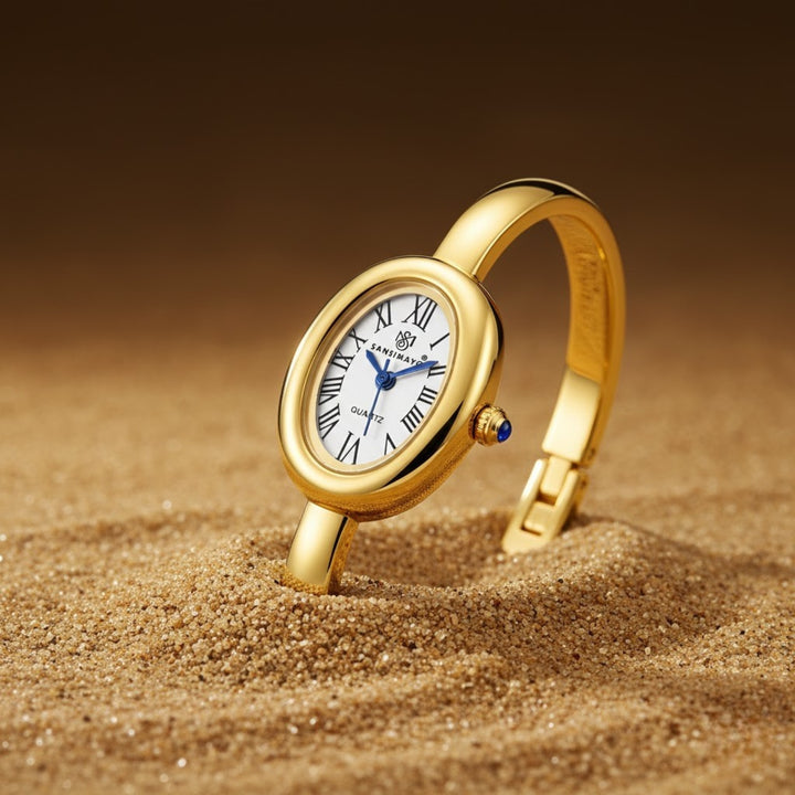 Sansi Mayo Minari Watch — Gold Stainless Steel (White Dial)