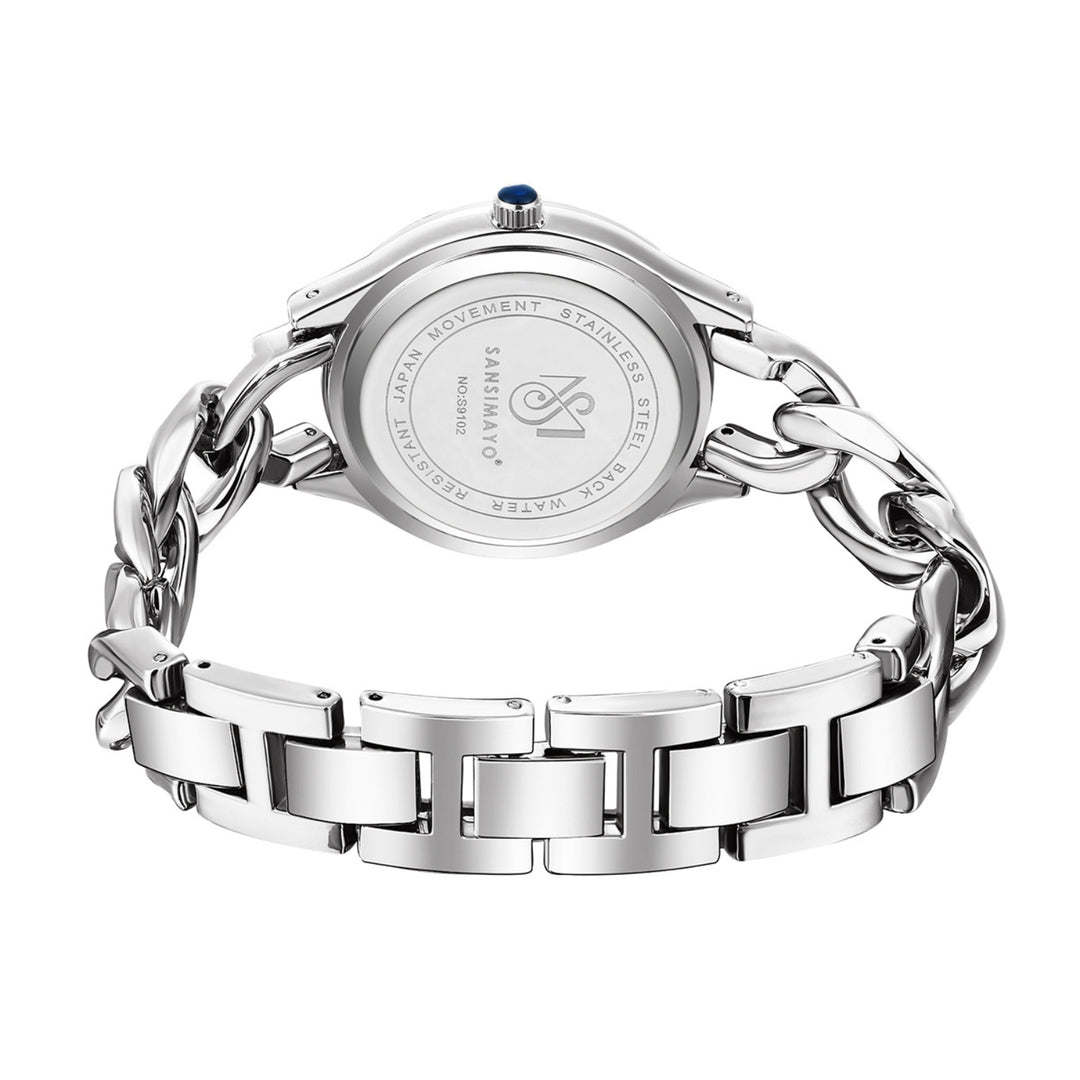 Zeenat Silver Green Dial Quartz Watch