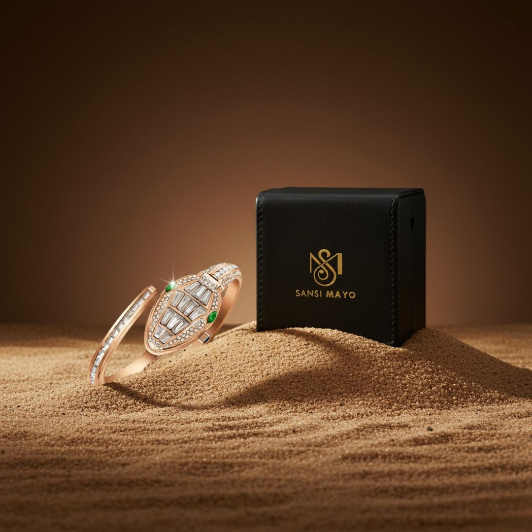 Python Rose Gold And White Bracelet Watch – White Dial | Sansi Mayo