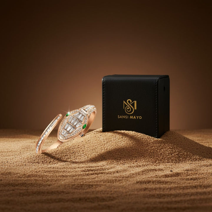 Python Rose Gold And White Bracelet Watch – White Dial | Sansi Mayo