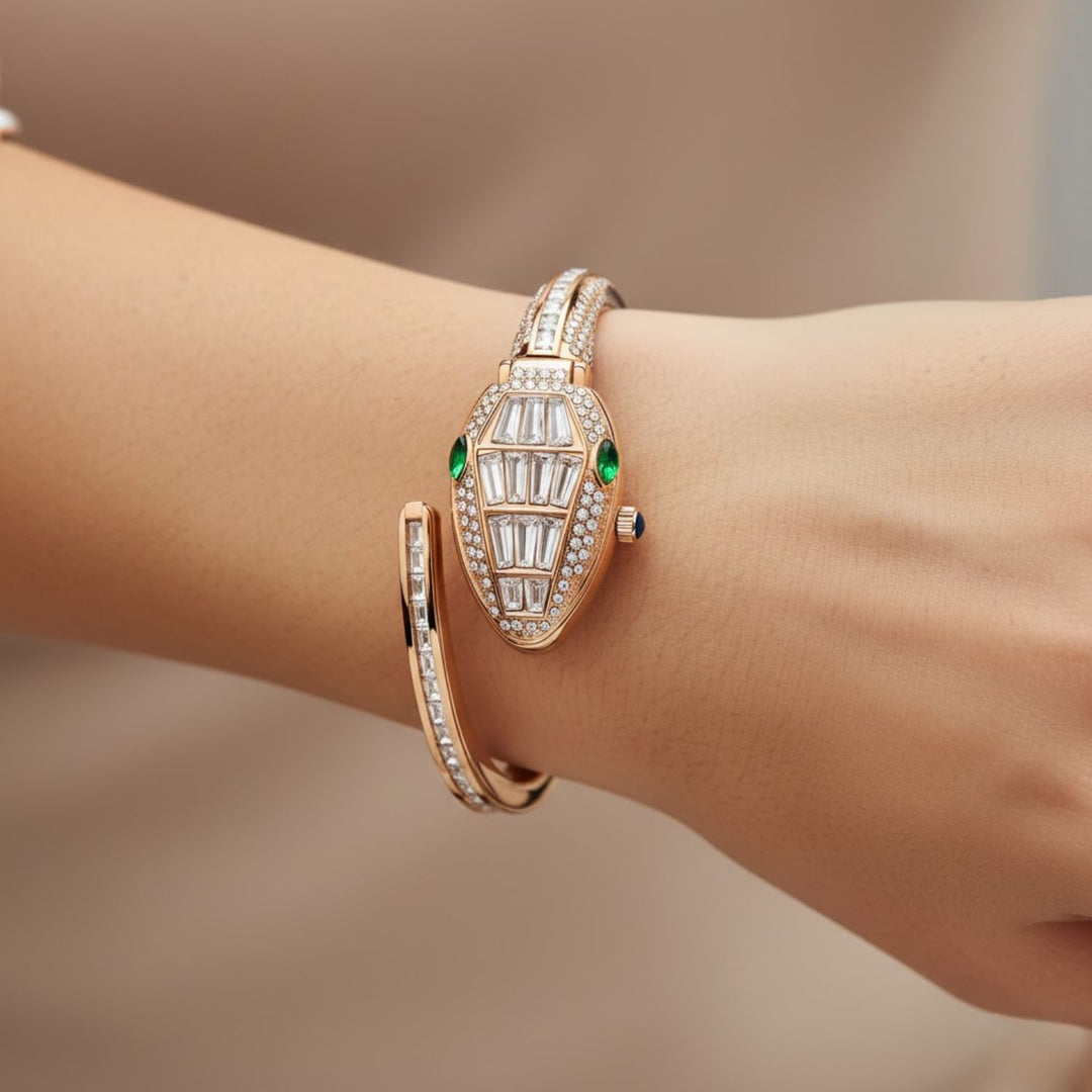 Python Rose Gold And White Bracelet Watch – White Dial | Sansi Mayo