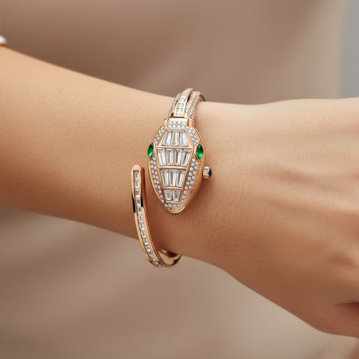 Python Rose Gold And White Bracelet Watch – White Dial | Sansi Mayo