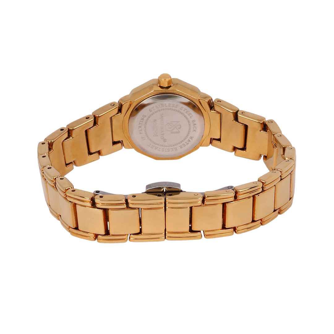 Sansimayo Women’s Round Grey Dial Watch with 2 Bracelet Set – Gold