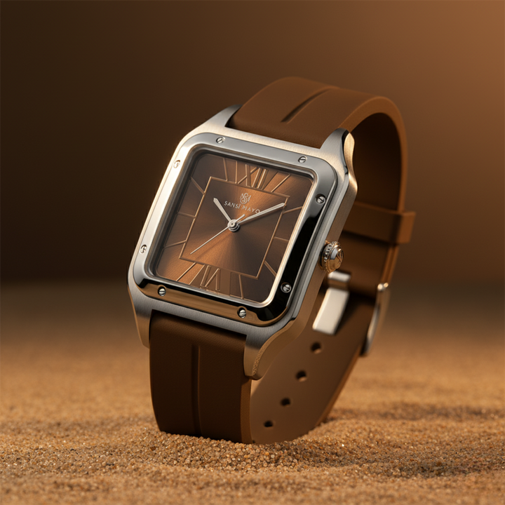 Mocha Brown Square Analog