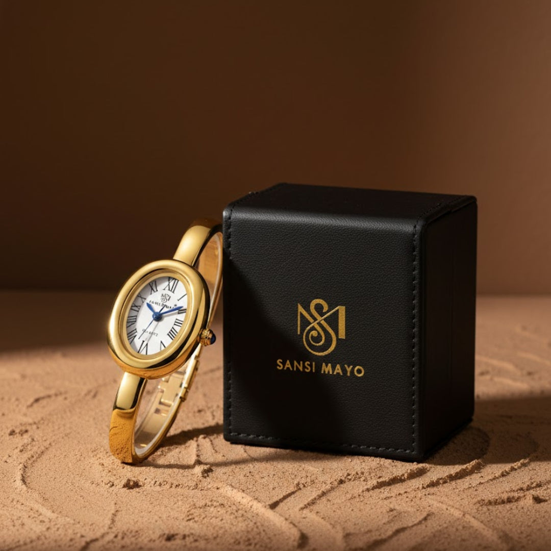 Sansi Mayo Minari Watch — Gold Stainless Steel (White Dial)