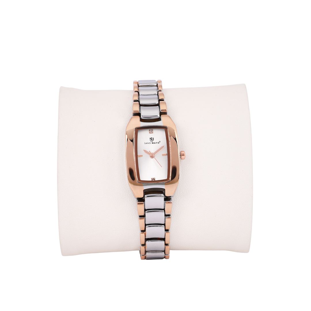 Sansi Mayo Women’s Watch & Jewellery Gift Set — Silver Rose Gold with Egyptian Stone