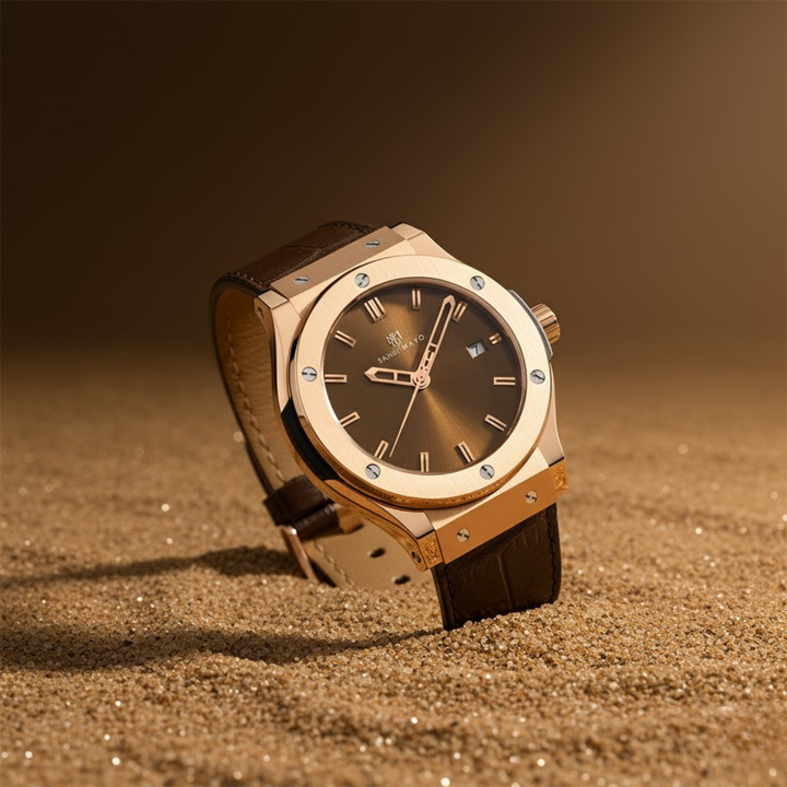 Mocha Brown Leather Analog