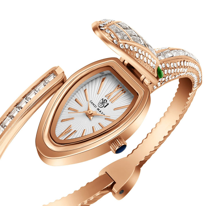 Python Rose Gold And White Bracelet Watch – White Dial | Sansi Mayo