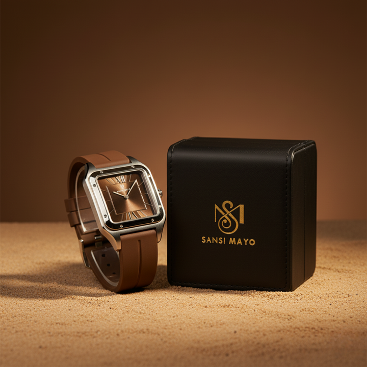 Mocha Brown Square Analog