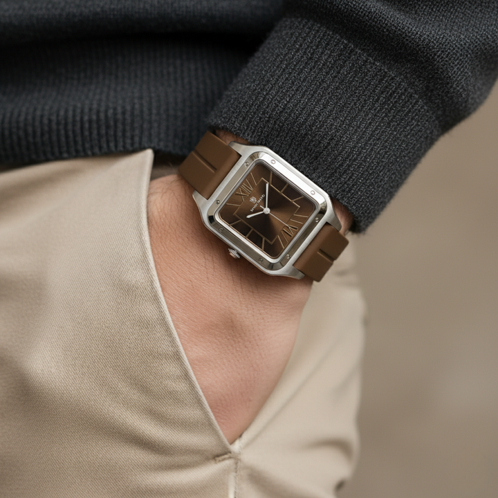 Mocha Brown Square Analog