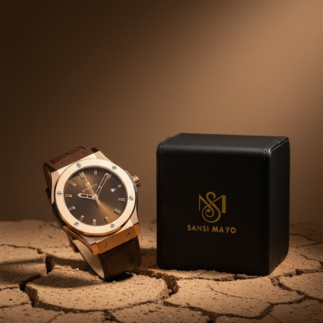 Mocha Brown Leather Analog