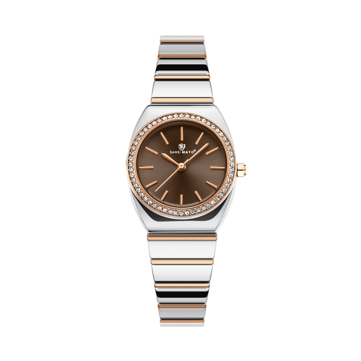 Brown Dial Two Tone silver Rose Gold Watch — Egyptian Stone Edition
