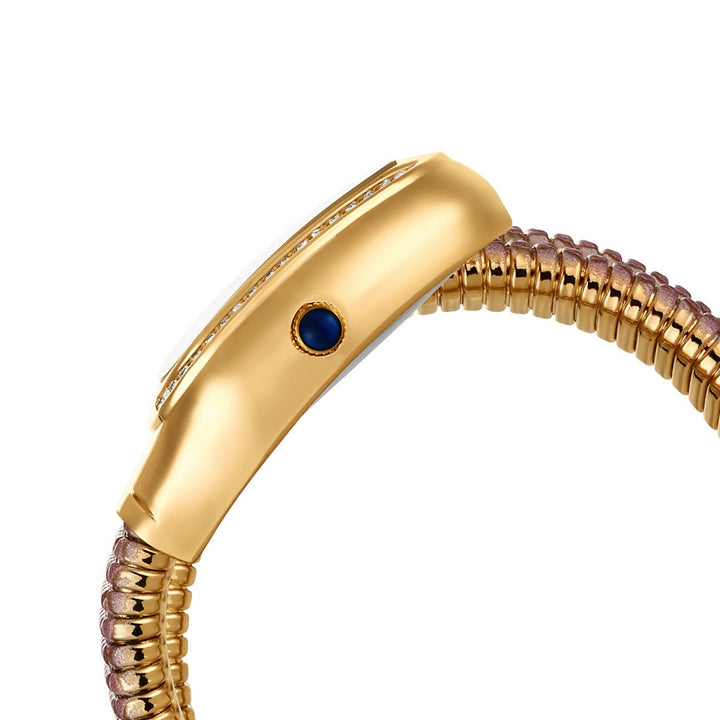Koil Snake Two-Tone Gold Pink Black Bracelet Watch — Pink Dial | Sansi Mayo