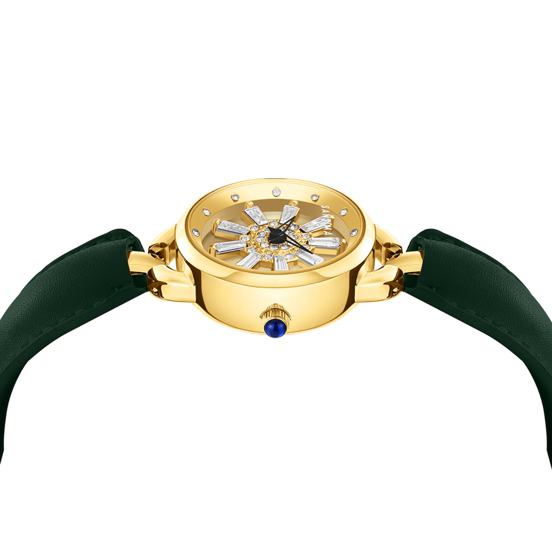 Aurora Women Dynamic Rotating Dial Watch Ð Green Gold Edition