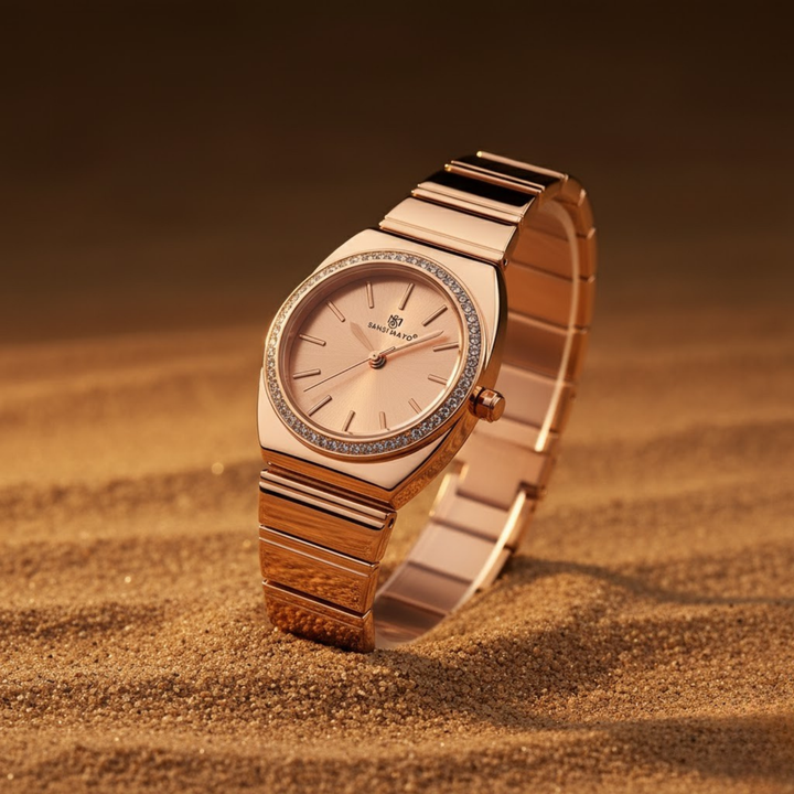Rose Gold Dial & Strap Watch — Egyptian Stone Edition
