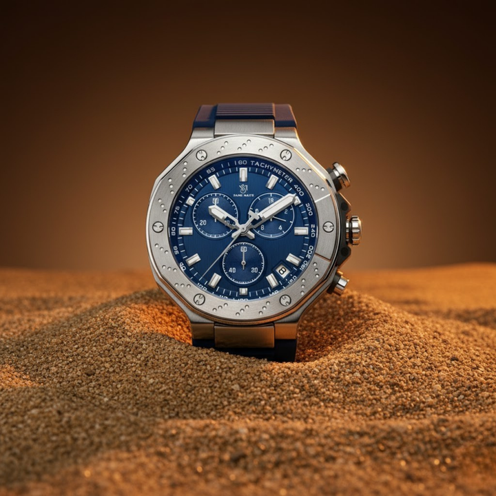 Romano Watch — Blue Dial with Date & Second Dial