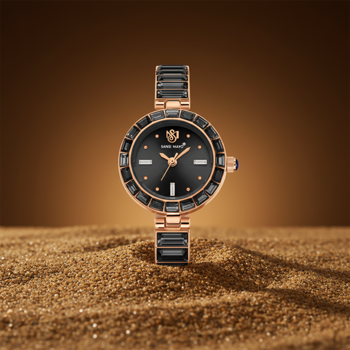 Egyptian Stone Rose Gold Black Women’s Watch
