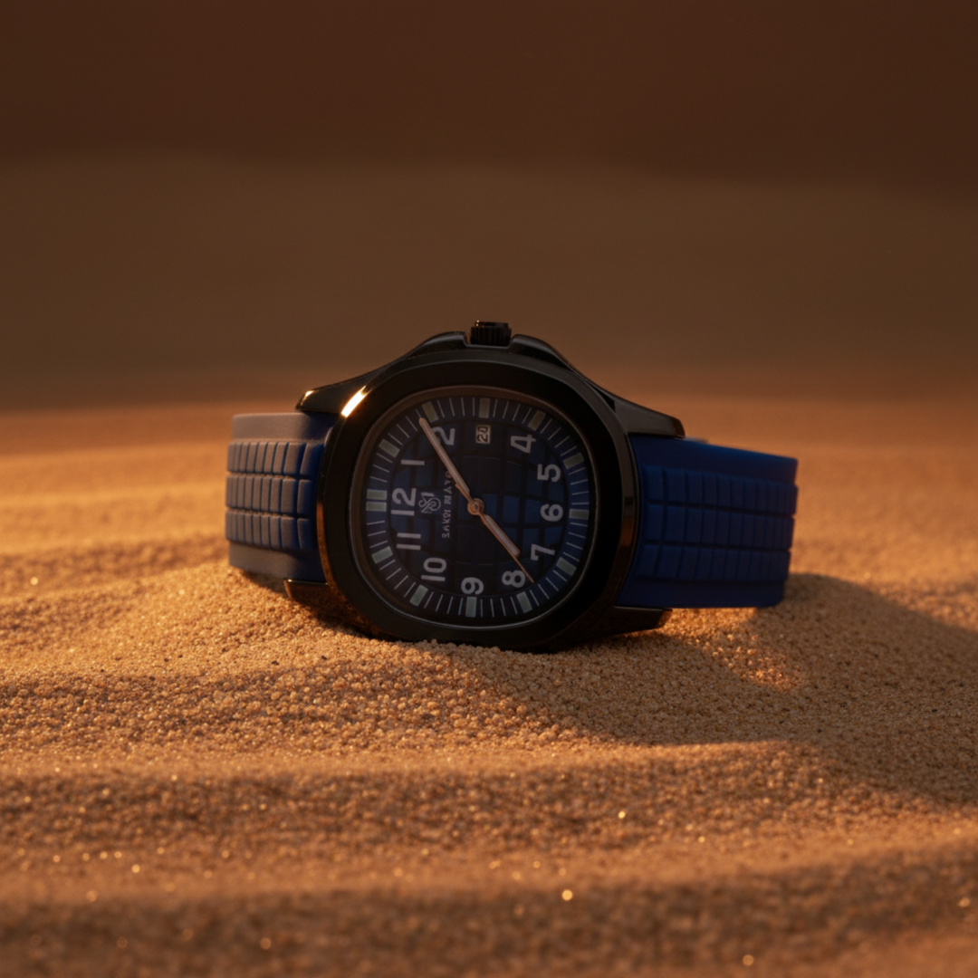 Round Onyx Blue Wrist Watch