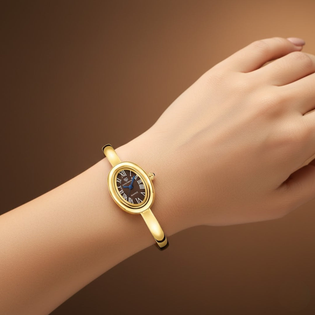 Sansi Mayo Minari Watch — Gold Stainless Steel (Brown Dial)