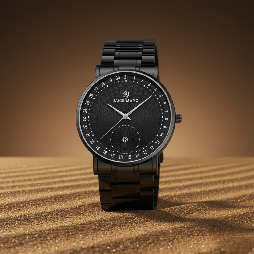 Bold Black Quartz with Date Dial