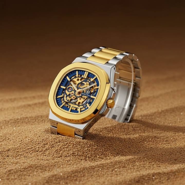 Two-Tone Silver & Gold Automatic — Blue Gold Dial