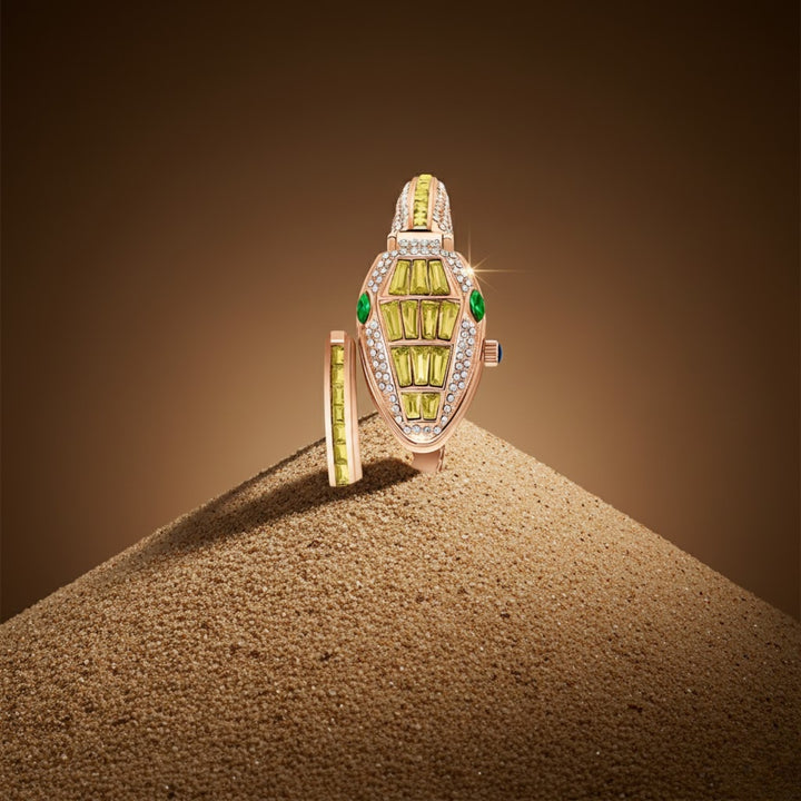 Python Rose Gold And Yellow Bracelet Watch – White Dial | Sansi Mayo