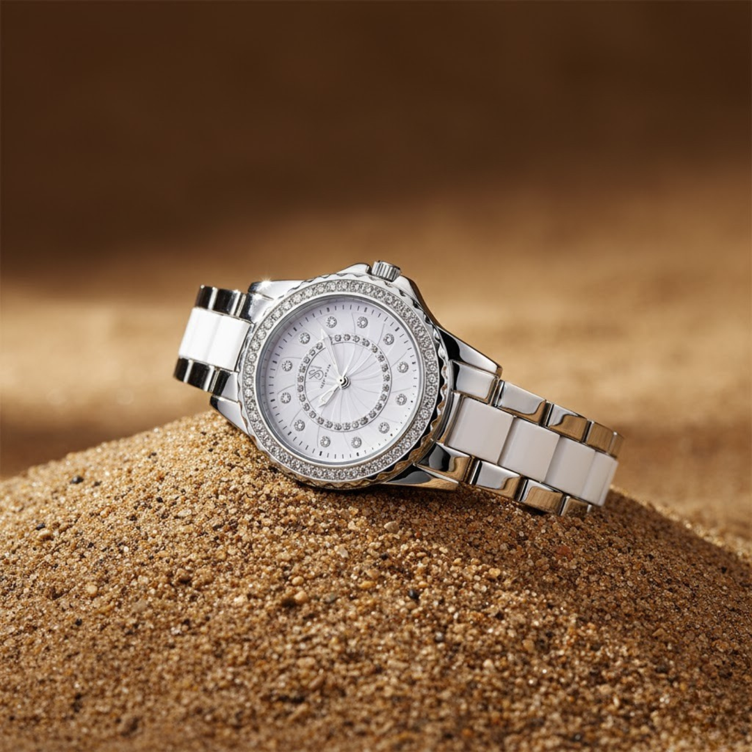 Round Two Tone Silver Elegance Wrist Watch