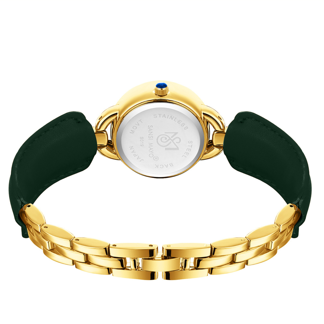 Aurora Women Dynamic Rotating Dial Watch Ð Green Gold Edition