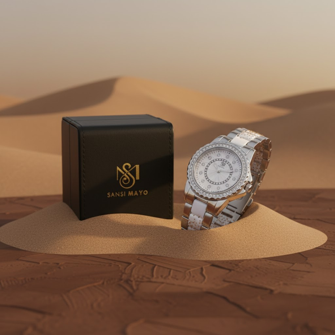 Round Two Tone Silver Elegance Wrist Watch