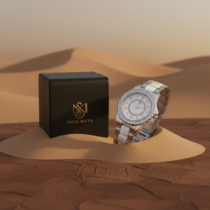 Round Two Tone Silver Elegance Wrist Watch