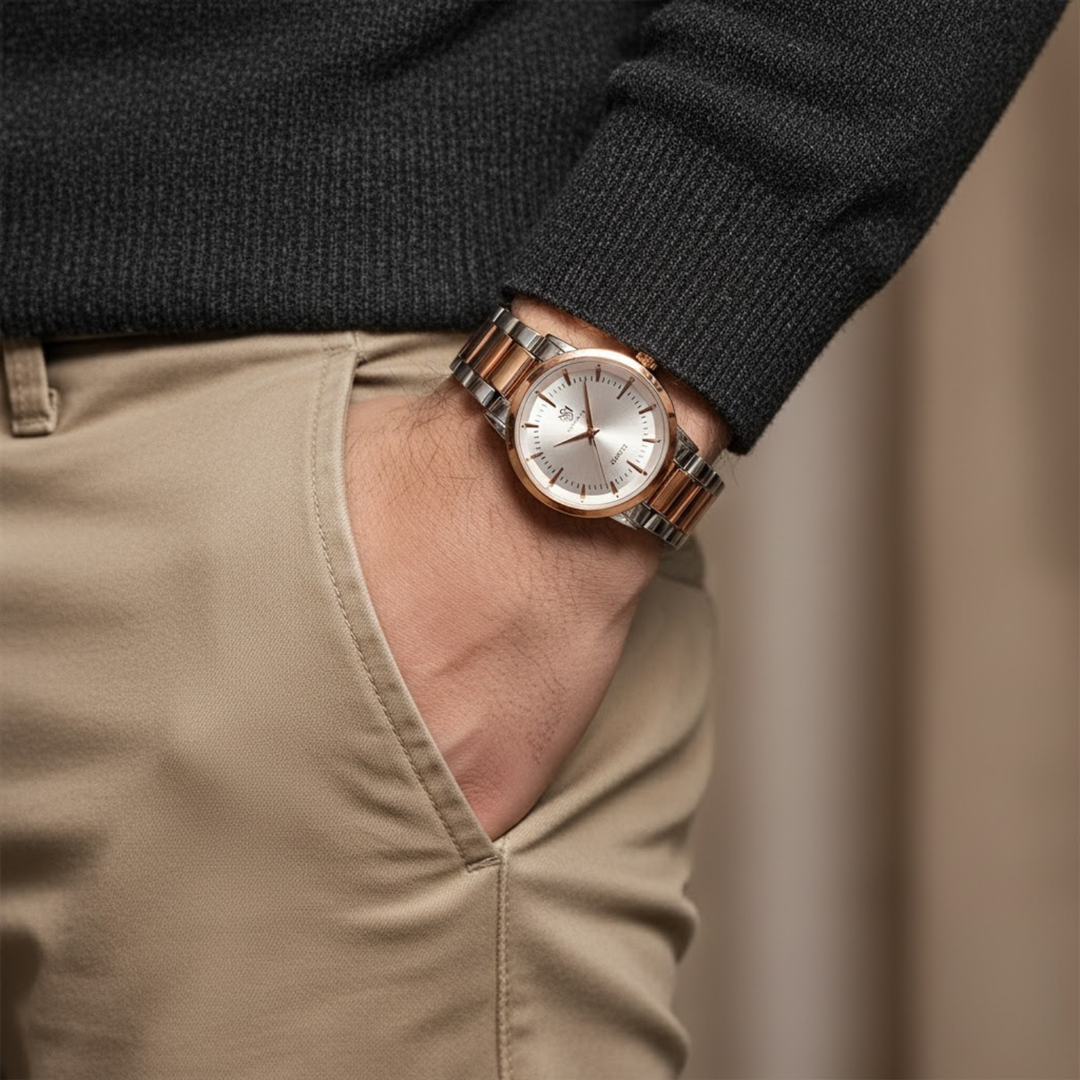 Two-Tone Rose Gold Wrist Watch