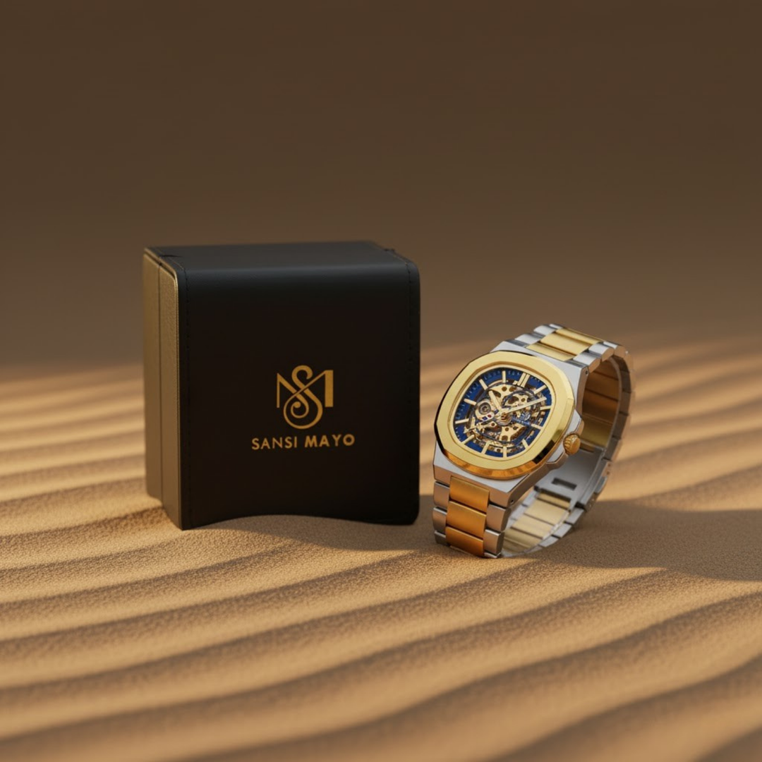 Two-Tone Silver & Gold Automatic — Blue Gold Dial