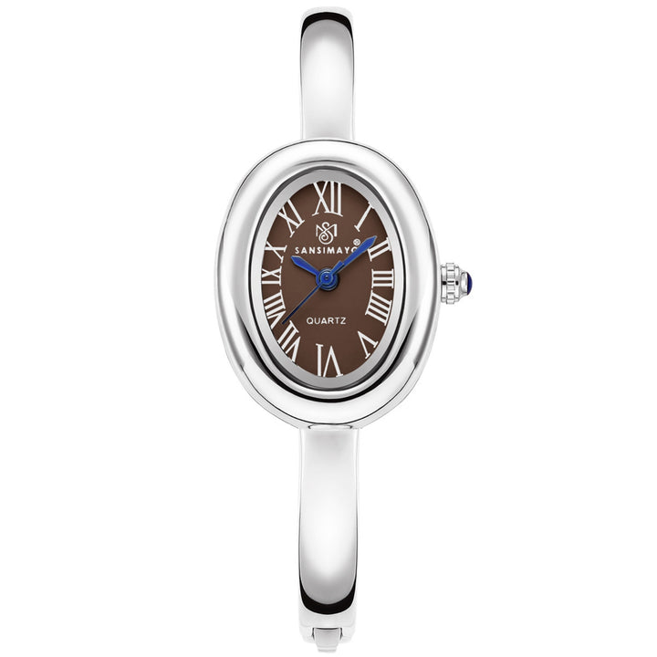 Sansi Mayo Minari Watch — Silver Stainless Steel (Brown Dial)