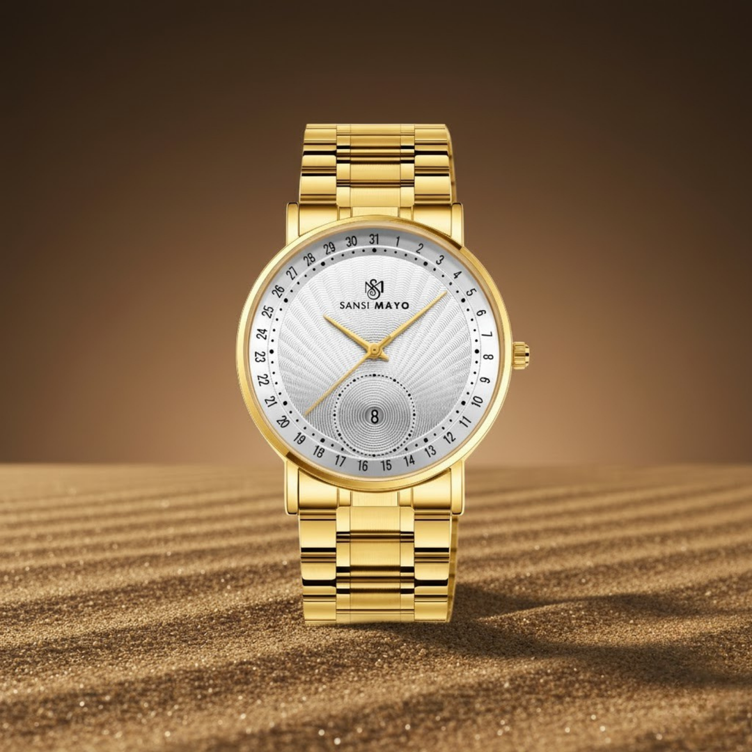 Classic White Dial Gold Quartz Watch