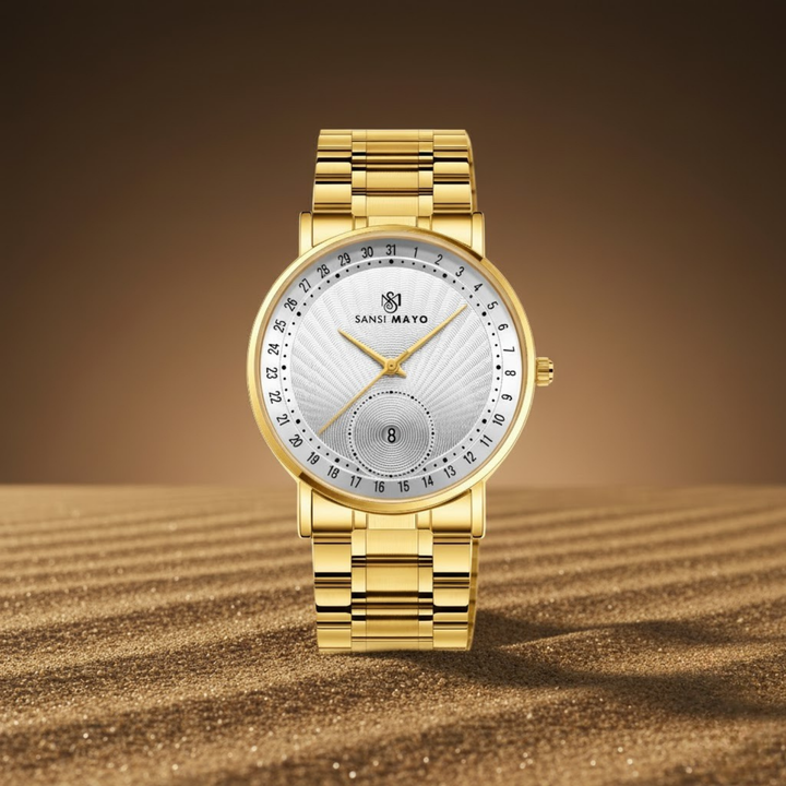 Classic White Dial Gold Quartz Watch