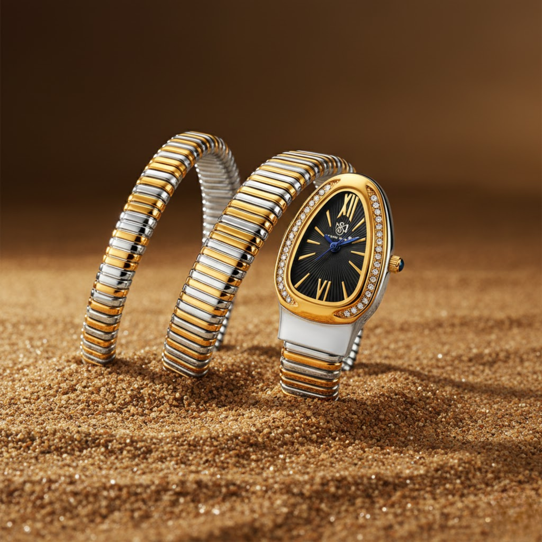 Sansi Mayo Cobra Watch — Two Tone Silver Gold (Black Dial)